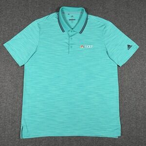 Adidas Polo Shirt Mens Large NBC Golf Channel Green Stripe Performance Active